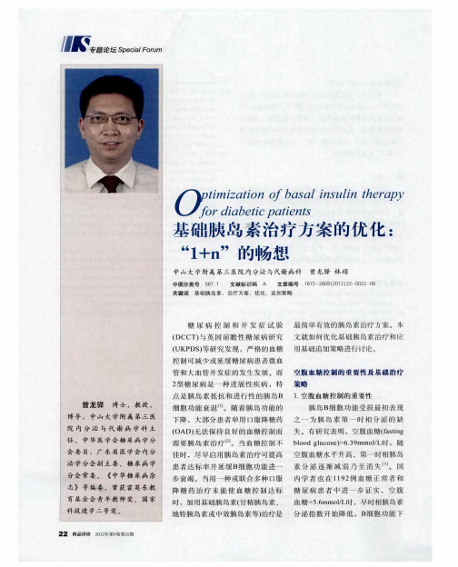 基础胰岛素治疗方案的优化：“1+n”的畅想