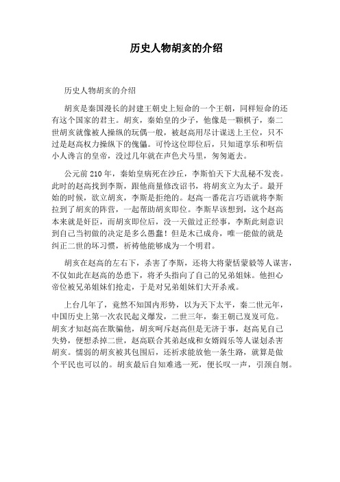 历史人物胡亥的介绍
