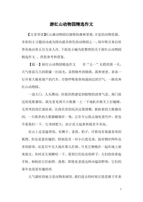 游红山动物园精选作文