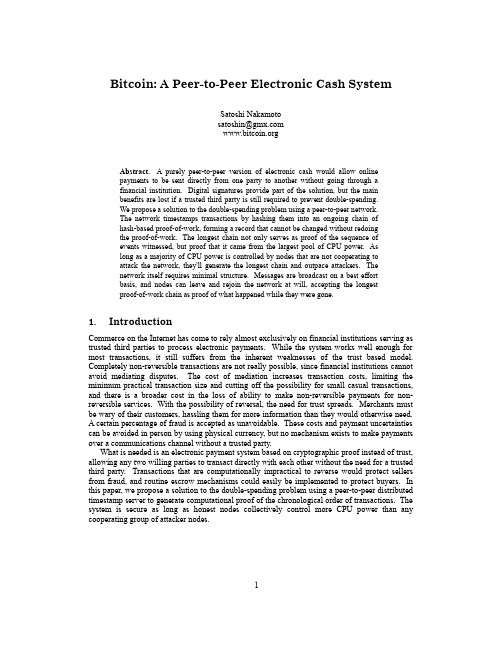 Bitcoin  A Peer-to-Peer Electronic Cash System