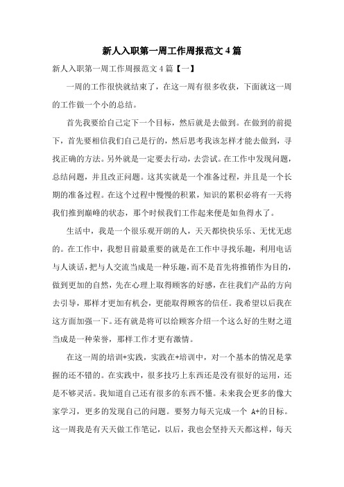 新人入职第一周工作周报范文4篇