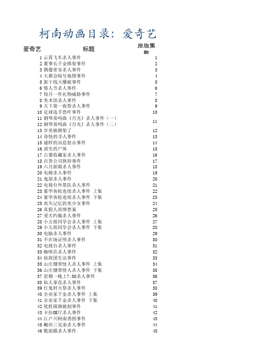 爱奇艺版与原版目录对照表(更新至703)