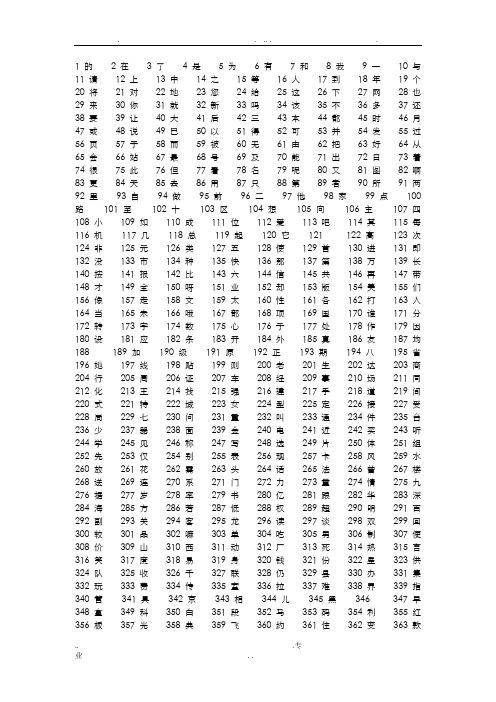 常用汉字字频统计表