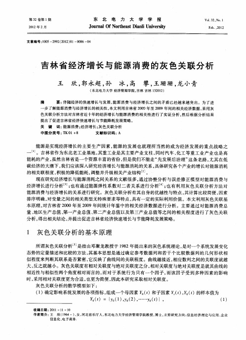 吉林省经济增长与能源消费的灰色关联分析