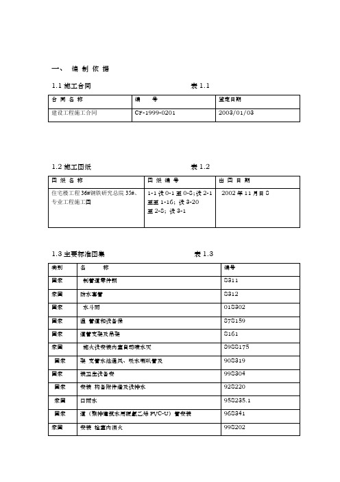 住宅楼水暖工程施工工程组织设计方案