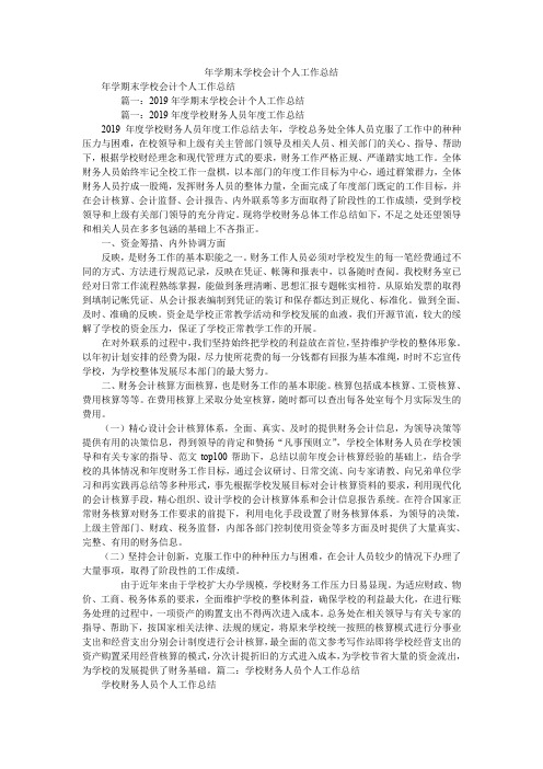 2019年学期末学校会计个人工作总结