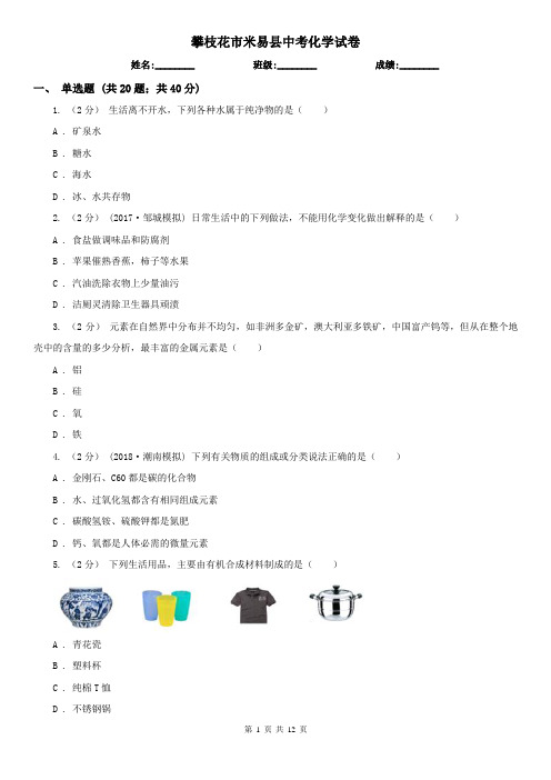攀枝花市米易县中考化学试卷