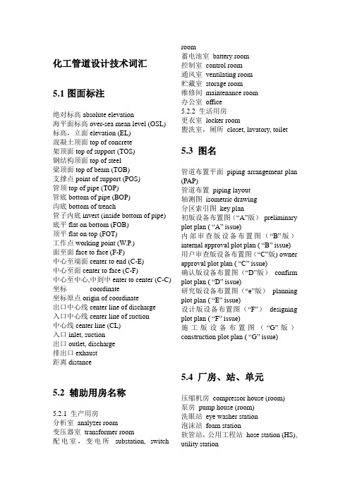 化工管道设计技术词汇