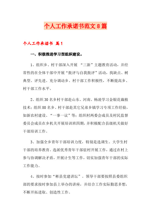 个人工作承诺书范文8篇