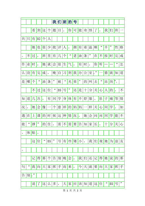 年初三写人作文 -我们班的85号550字