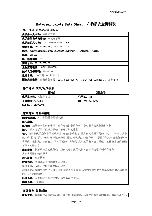 MSDS -C4F8