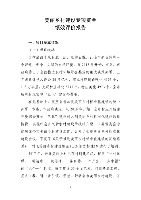 美丽乡村建设专项资金绩效评价报告
