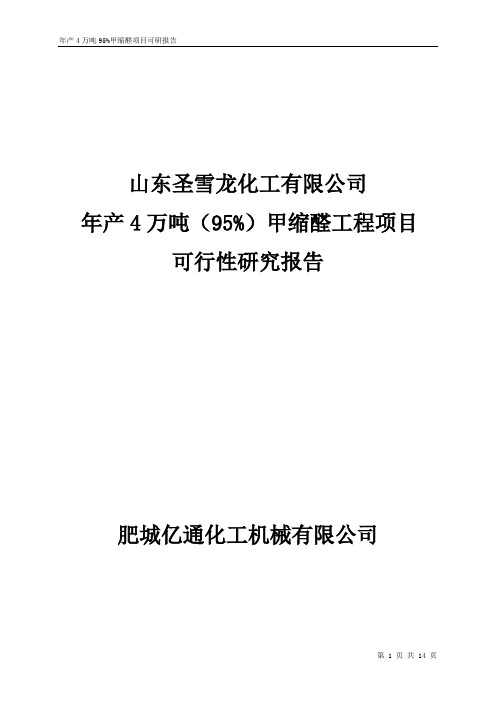 年产4.0万吨甲缩醛(95%)项目可研报告1