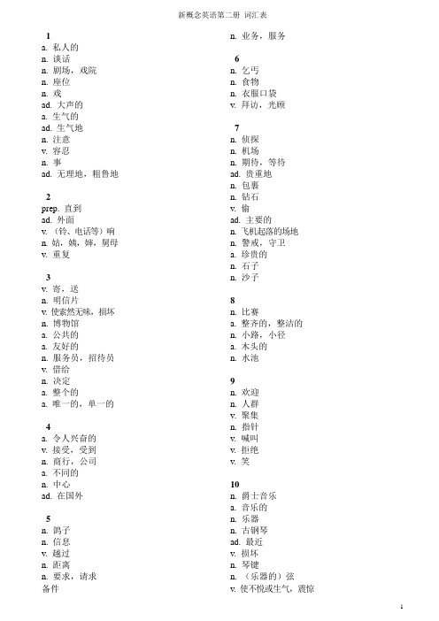 新概念英语第二册词汇表(默写版)