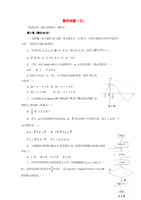 安徽省合肥市高三数学第三次教学质量检测试题 文 新人教A版