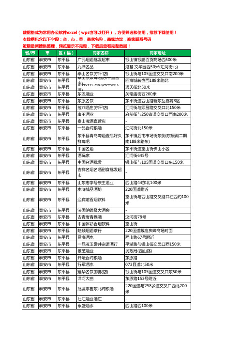 2020新版山东省泰安市东平县酒水批发工商企业公司商家名录名单联系电话号码地址大全128家
