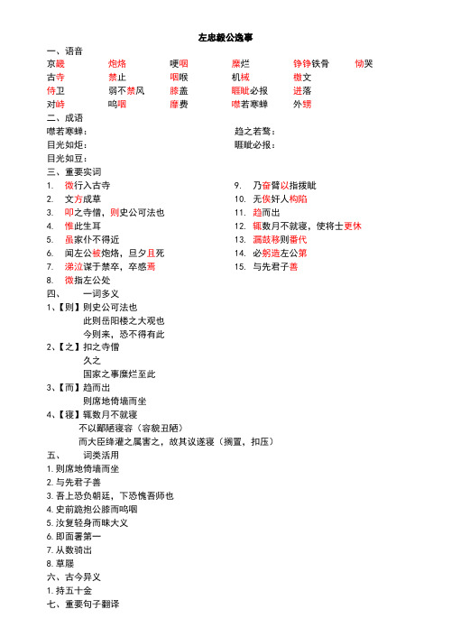 左忠毅公逸事_知识点