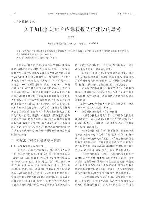 关于加快推进综合应急救援队伍建设的思考