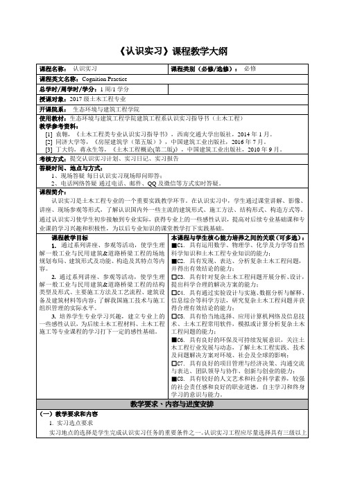 《认识实习》课程教学大纲