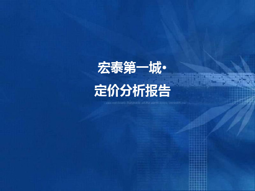 吉林宏泰第一城荣域大盘项目定价分析报告
