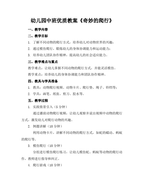 幼儿园中班优质教案《奇妙的爬行》