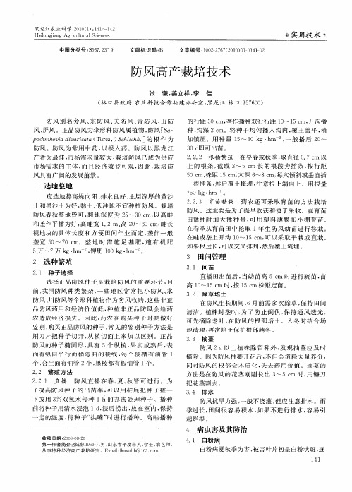 防风高产栽培技术