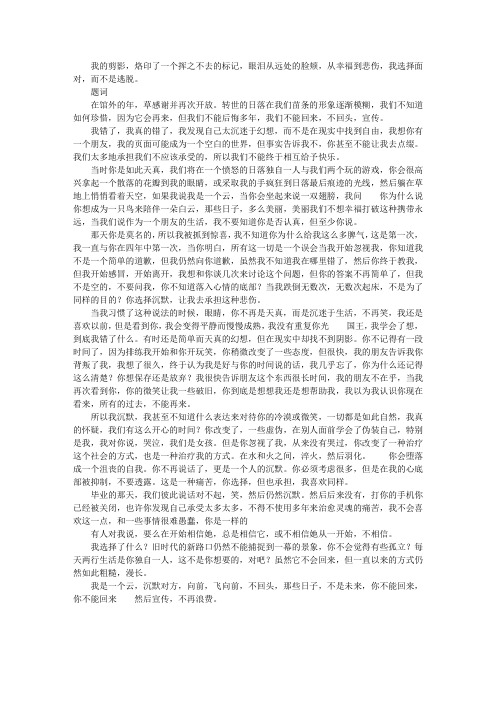 我不会再重来……