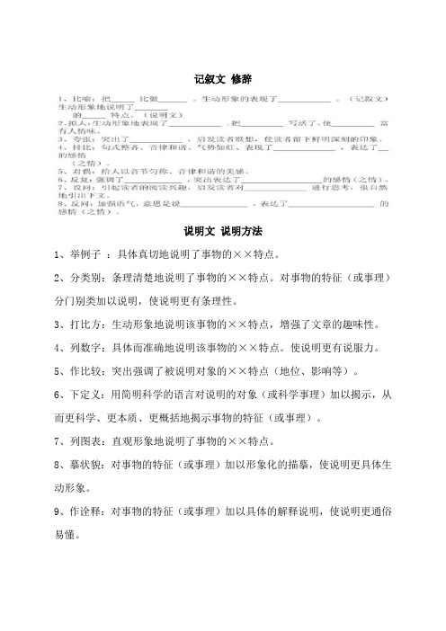 修辞、说明方法、论证方法对比记忆