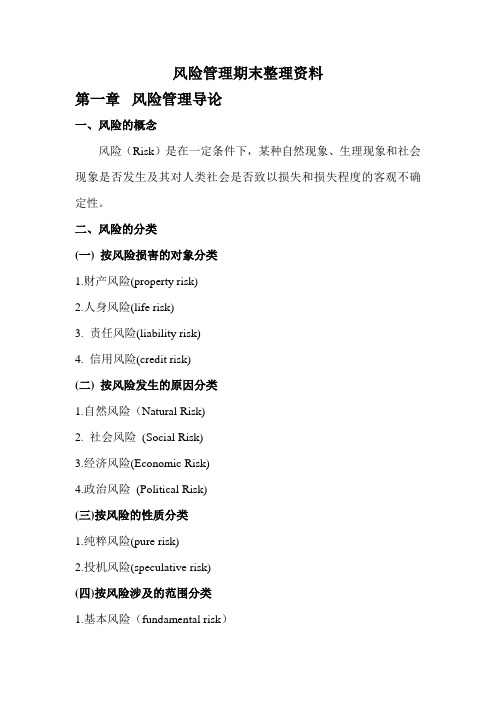 湖经法商--风险管理重点整理