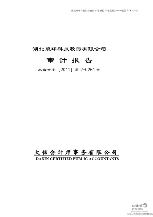 双环科技：2010年年度审计报告
 2011-04-08
