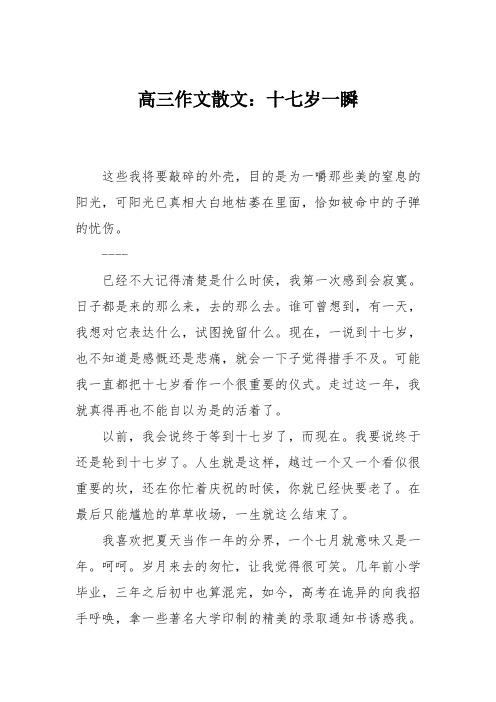 高三作文散文：十七岁一瞬
