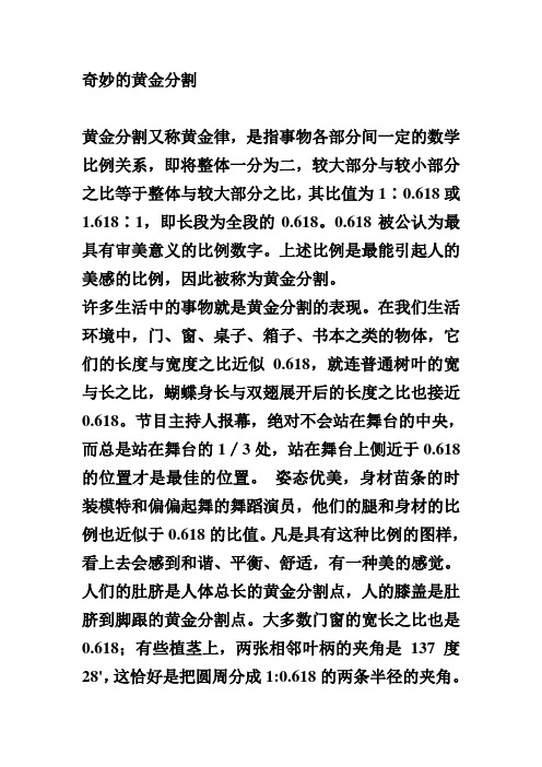 奇妙的黄金分割