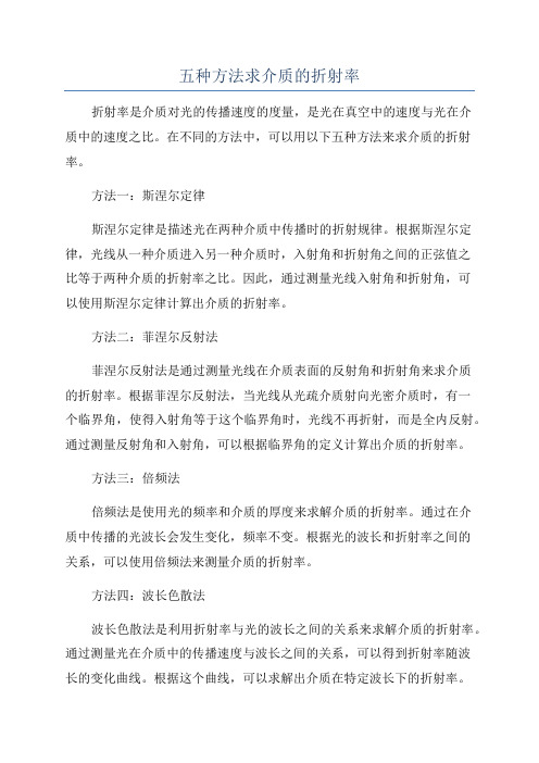 五种方法求介质的折射率