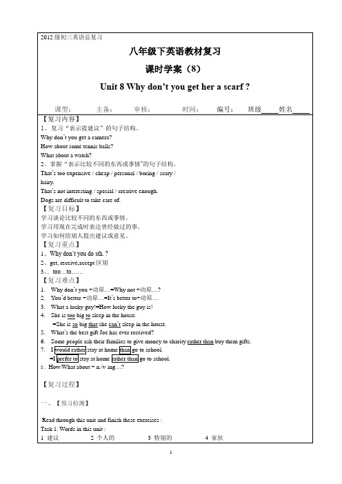 八下英语总复习学案-8(模板)
