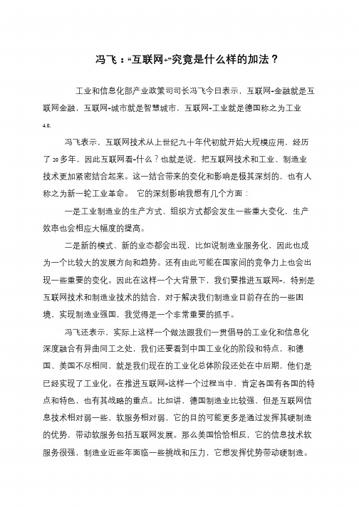 冯飞：“互联网+”究竟是什么样的加法？