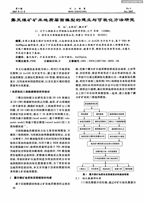 露天煤矿矿床地质层面模型的建立与可视化方法研究