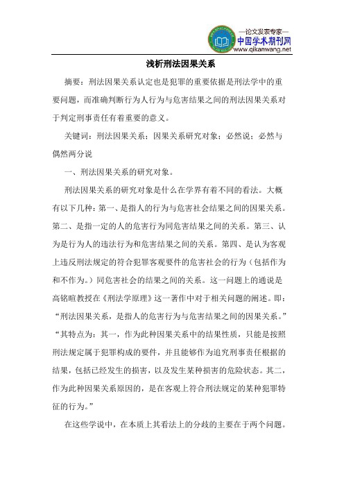 刑法因果关系
