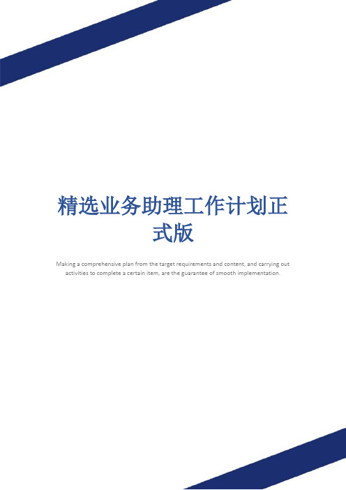 精选业务助理工作计划正式版