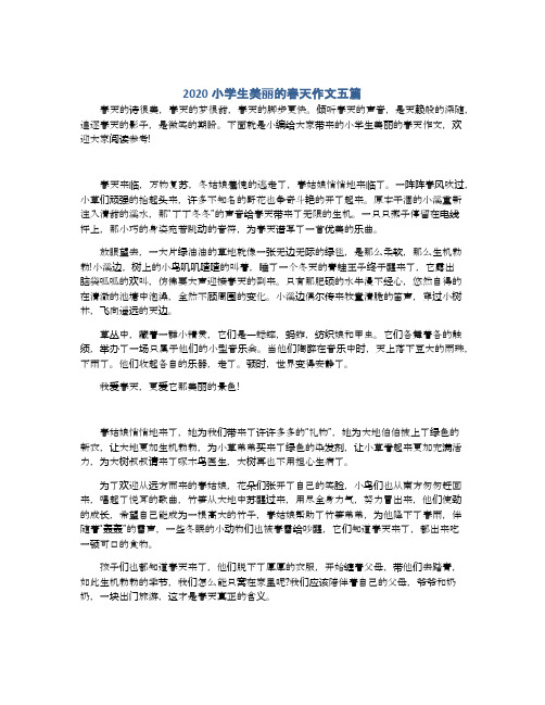 2020小学生美丽的春天作文五篇