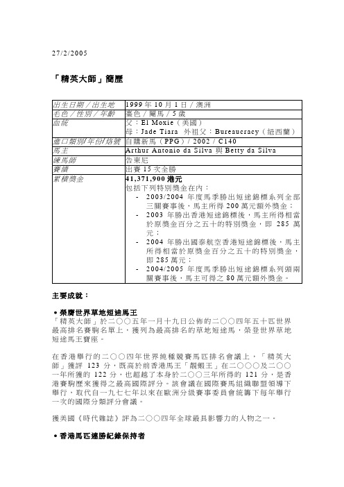 「精英大师」简历