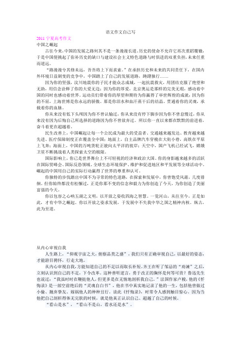 2012宁夏高考作文