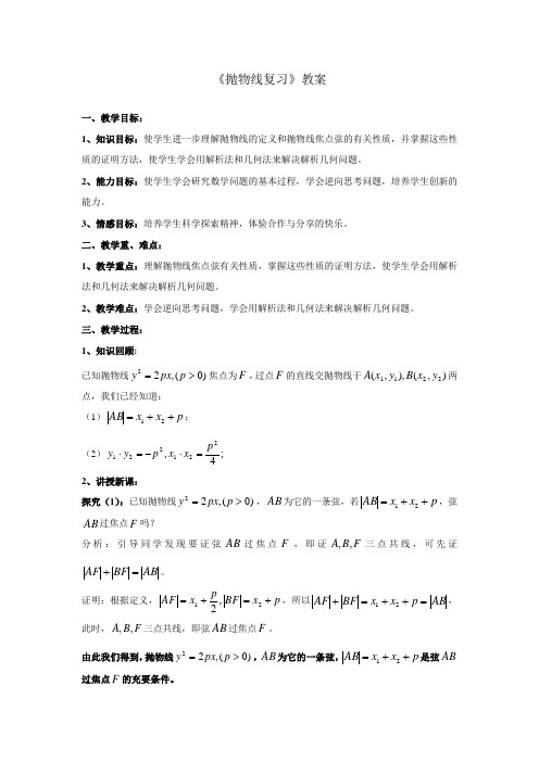 抛物线复习(开课)