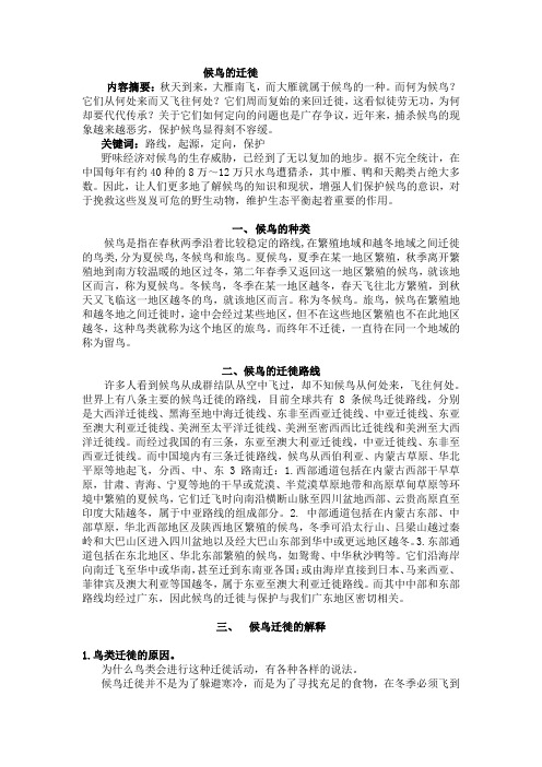 候鸟的迁徙学术论文