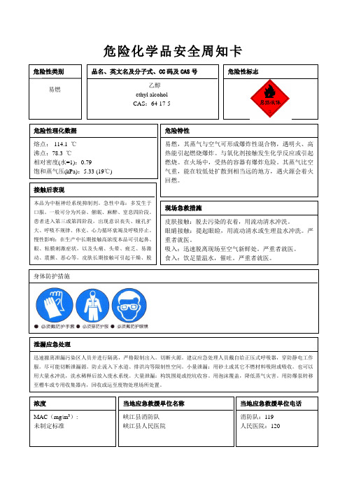 危险化学品安全周知卡资料