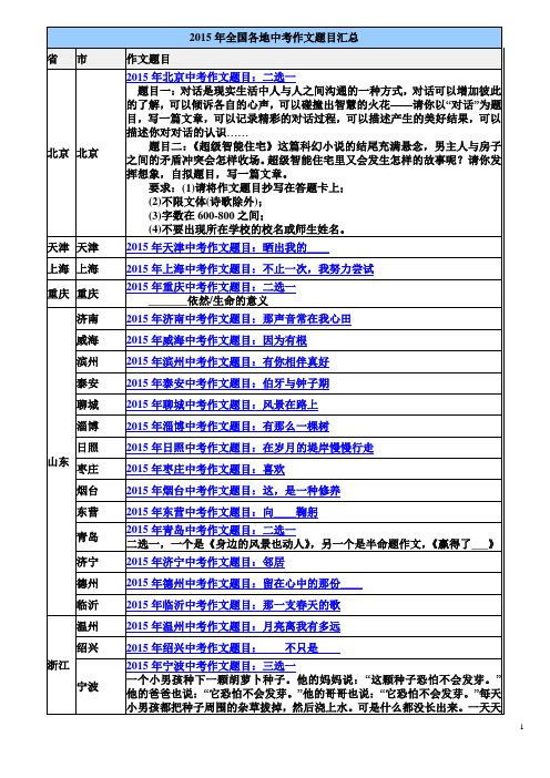 2015全国中考作文题目