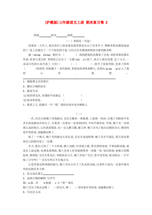 沪教版语文三年级上学期期末试卷 (19)