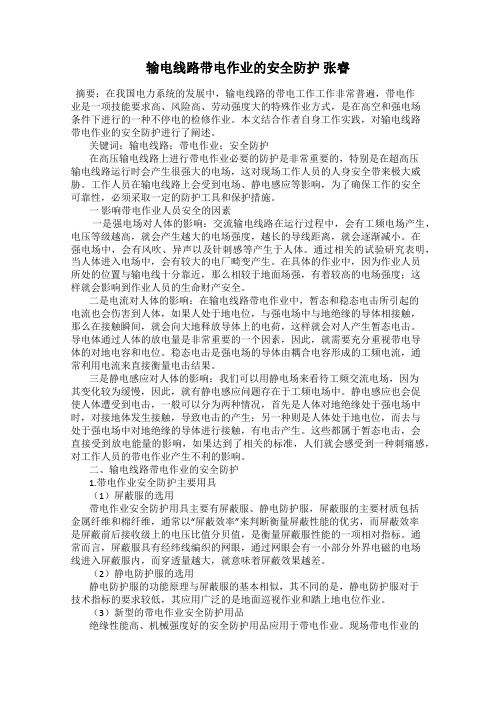 输电线路带电作业的安全防护 张睿
