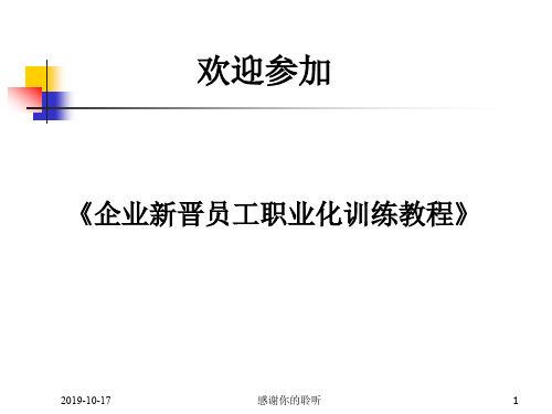 企业新晋员工职业化训练教程讲义模板.ppt