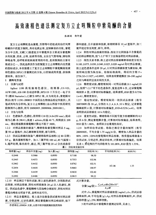 高效液相色谱法测定复方立止咳颗粒中紫菀酮的含量