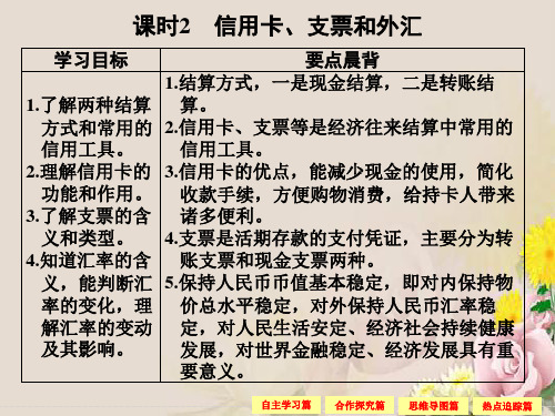 1.2 信用卡、支票和外汇(课堂学案配套课件)-2018-版政治创新设计课堂讲义同步系列(人教版必修1)